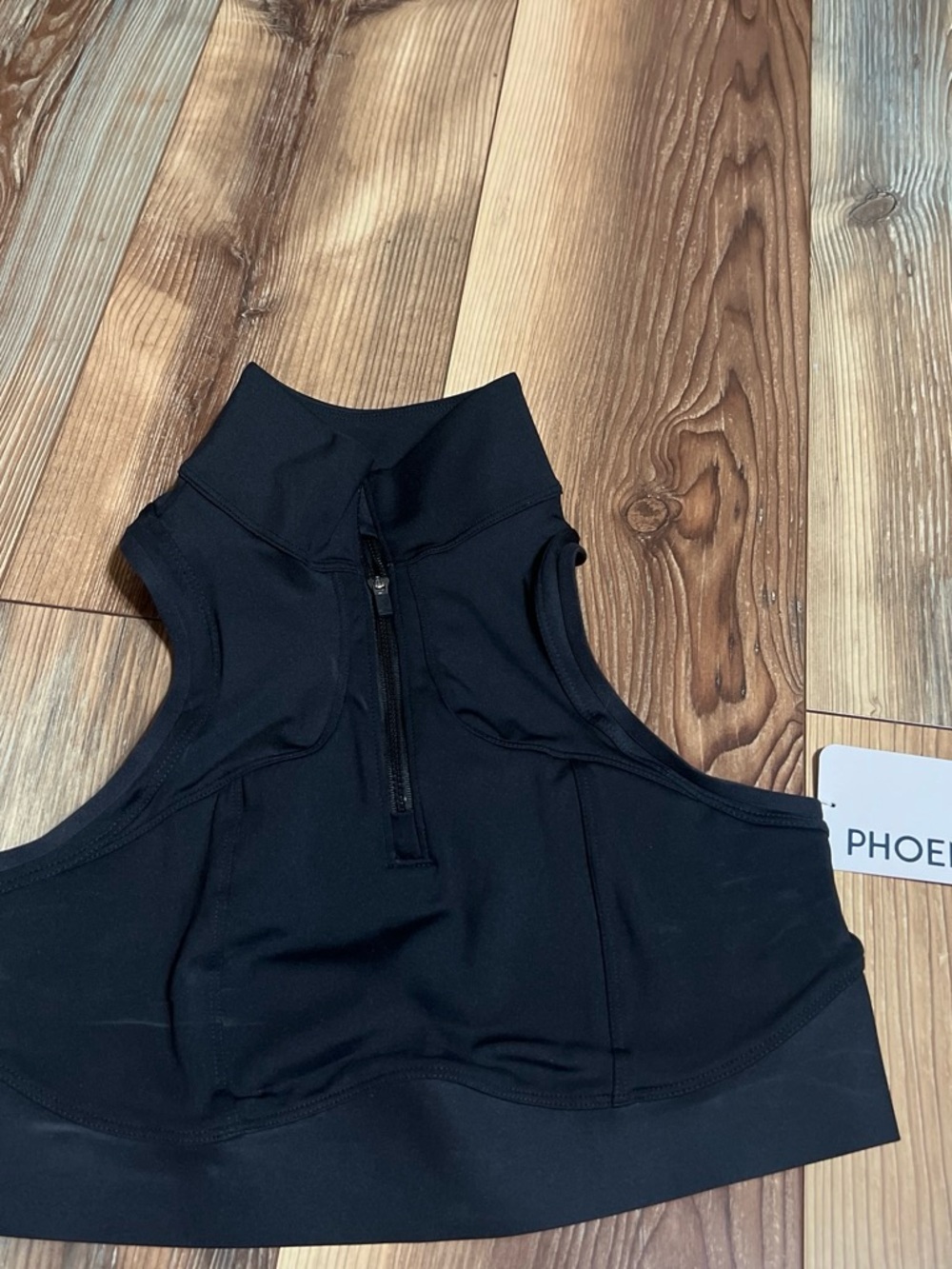 Black High Neck Zip Front sports bra-